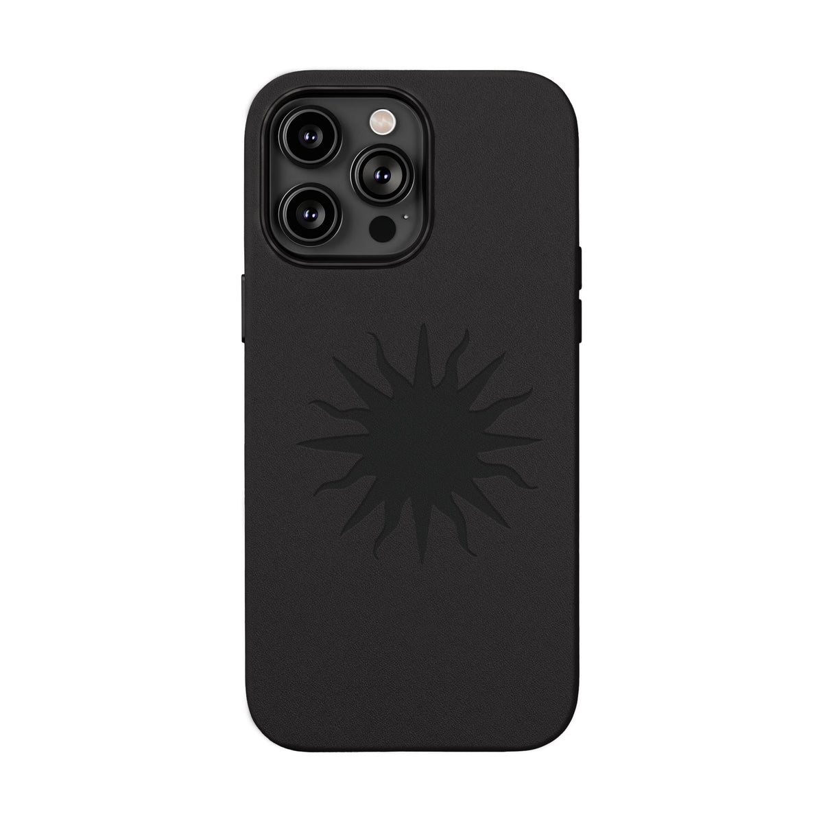 Embossed Sun PU Leather Phone Case – Sleek Engraved Protective Cover