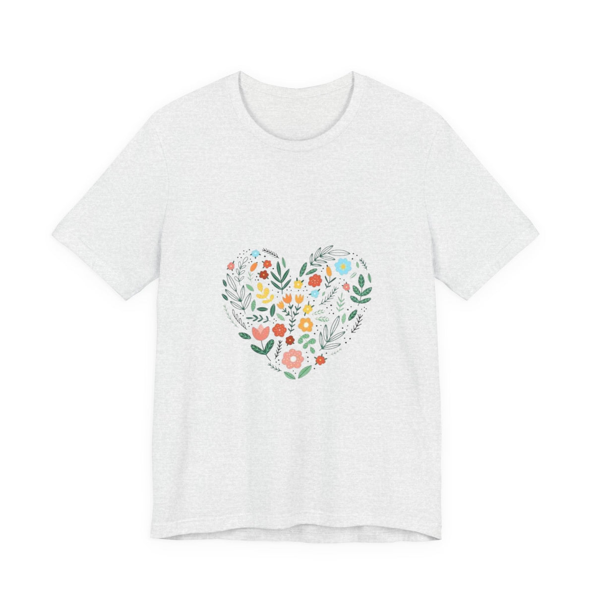 Floral Heart Tee — Colorful Botanical Heart Graphic T-Shirt