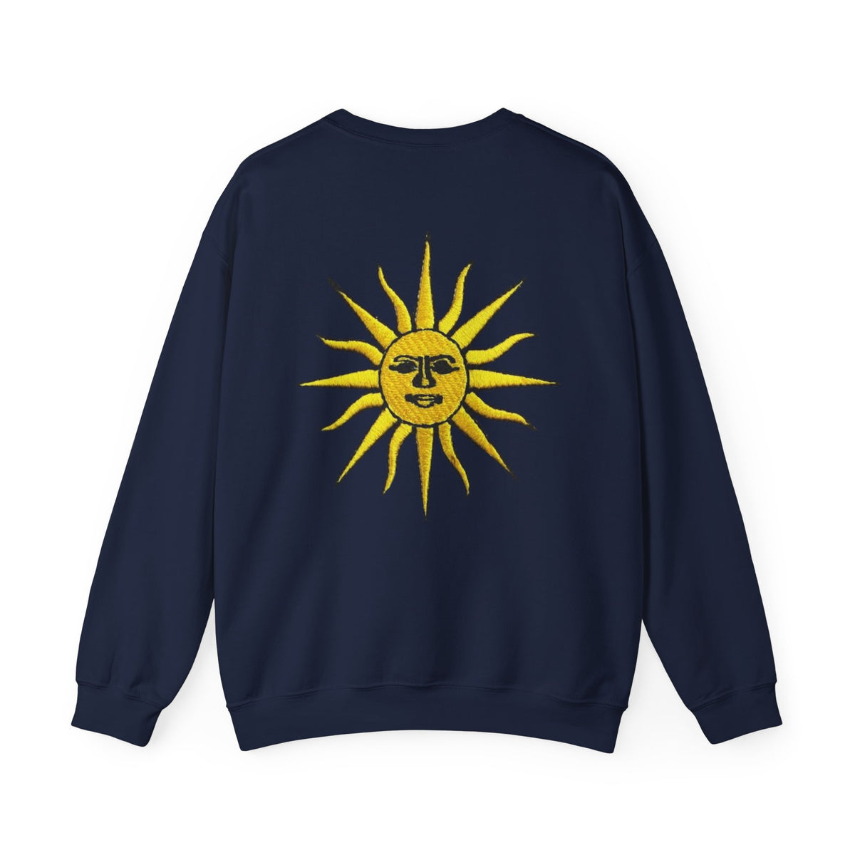 Sun & Rose Crewneck Sweatshirt — Vintage Sun Back Graphic with Floral Front