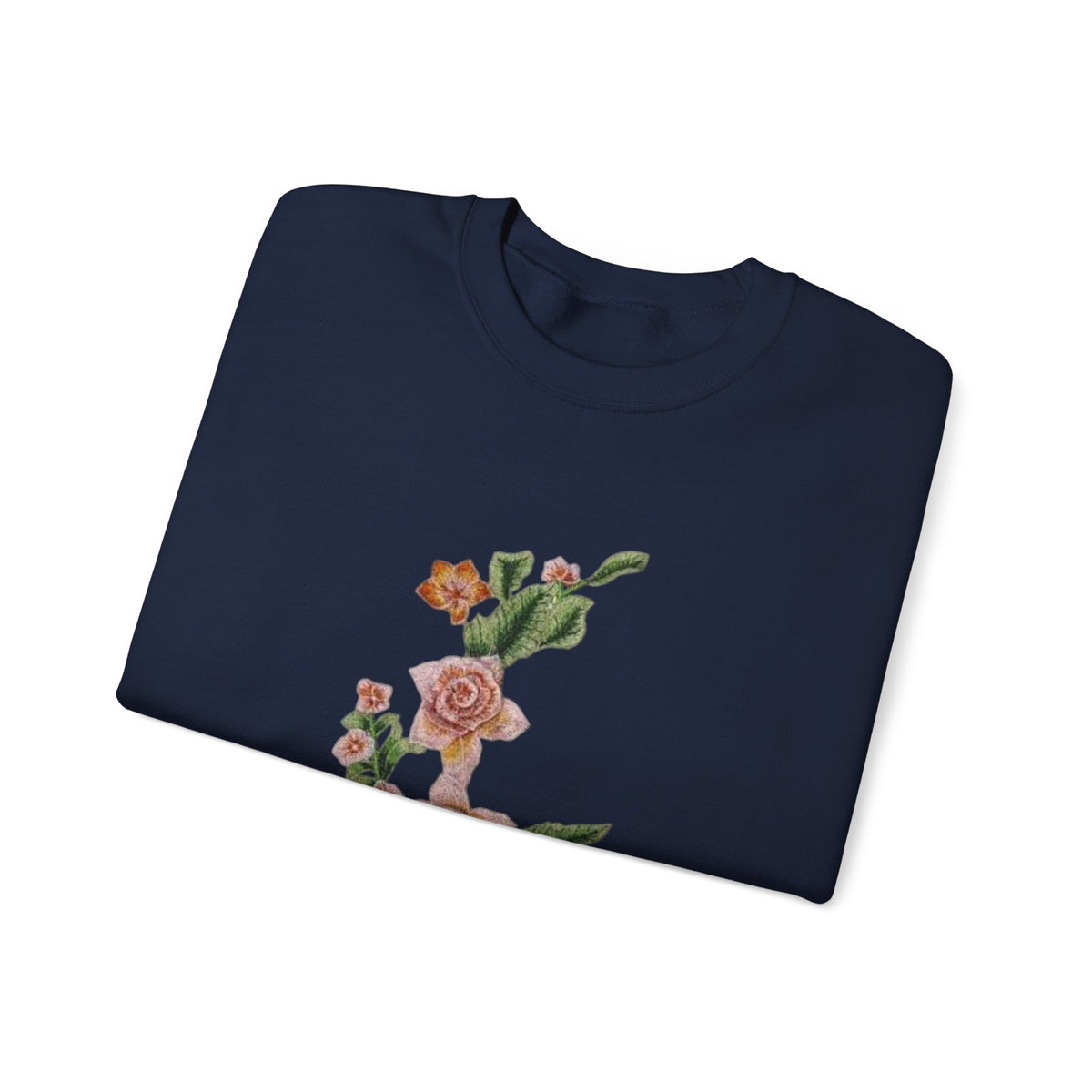 Sun & Rose Crewneck Sweatshirt — Vintage Sun Back Graphic with Floral Front