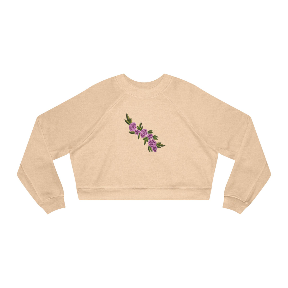 Floral Diagonal Rose Crop Sweatshirt