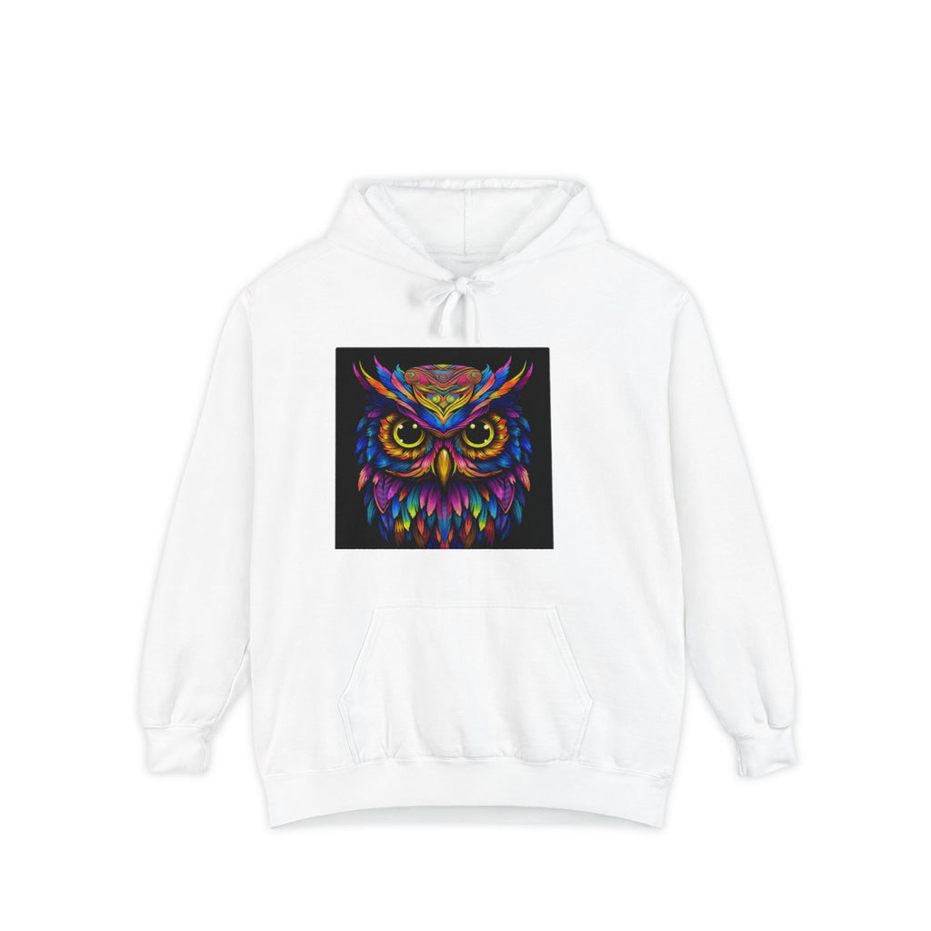 Colorful Neon Owl Hoodie — Vibrant Psychedelic Graphic Sweatshirt
