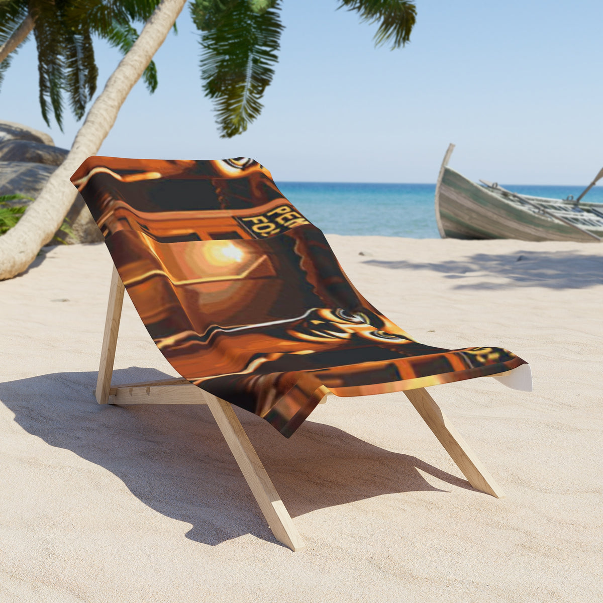 Vintage Tiki Pole Beach Towel — Retro Palm Resort Vibe