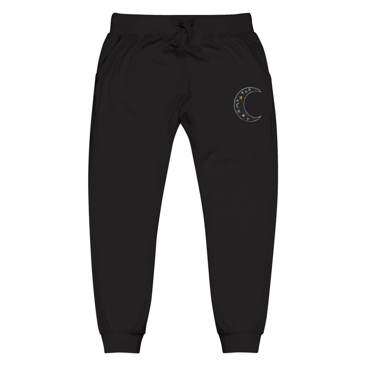 Embroidered Crescent Moon Fleece Sweatpants