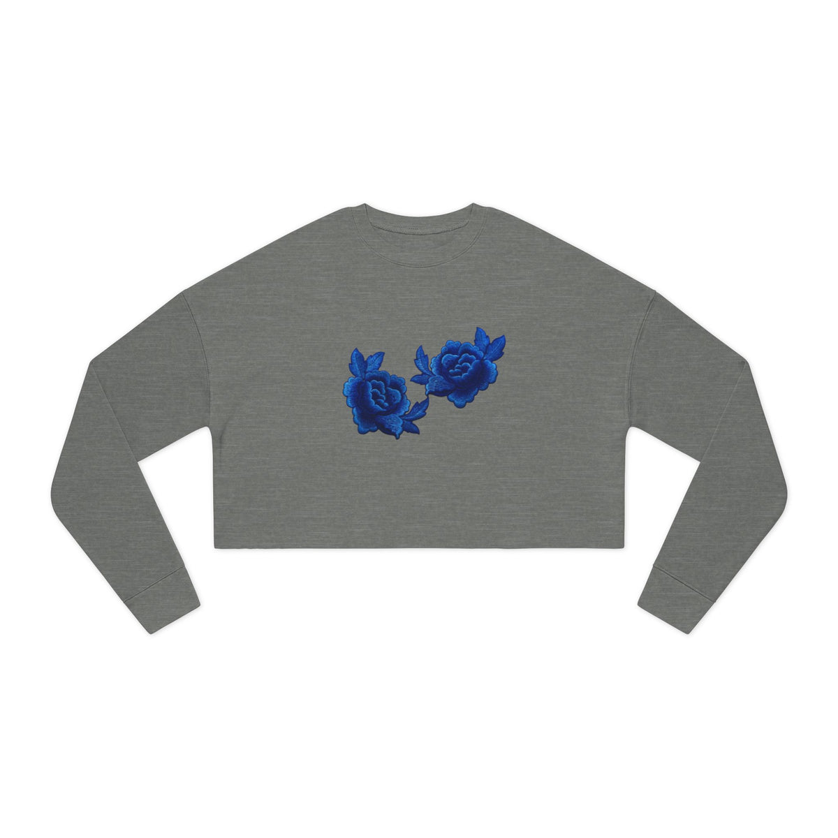 Cropped Sweatshirt — Blue Rose Floral Crop Top