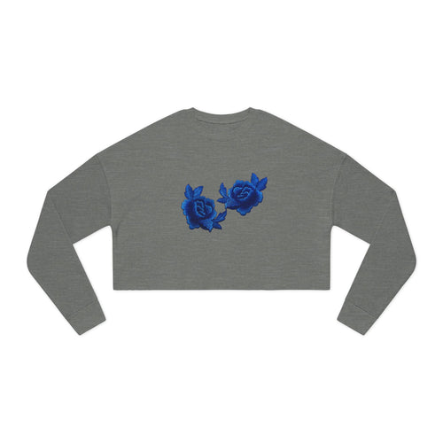 Cropped Sweatshirt — Blue Rose Floral Crop Top