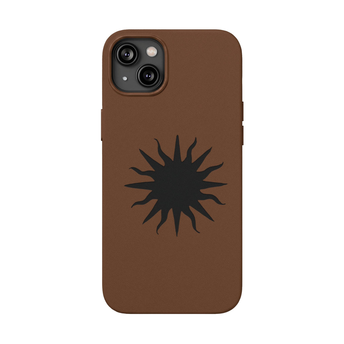 Embossed Sun PU Leather Phone Case – Sleek Engraved Protective Cover
