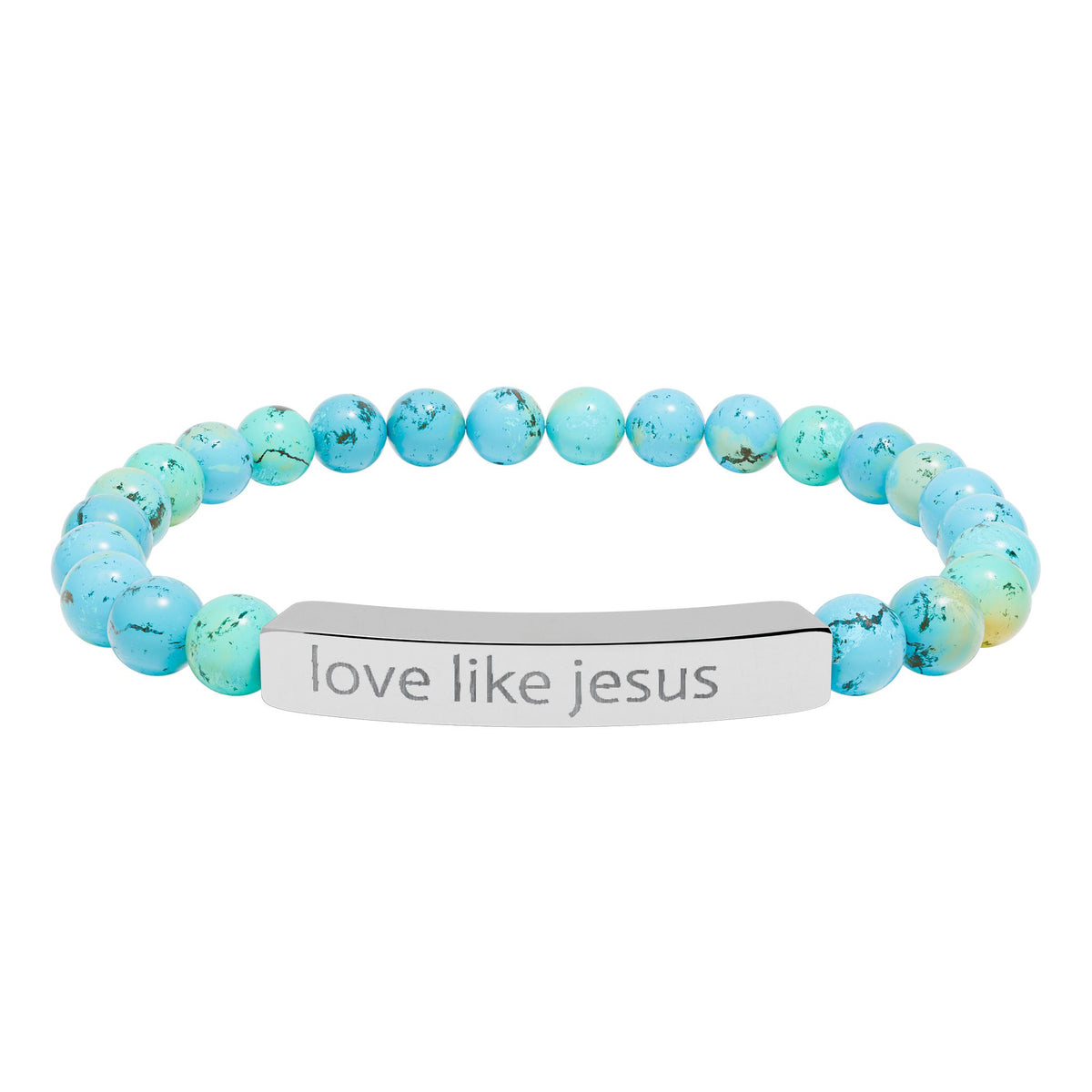 Engraved 'Love Like Jesus' Natural Stone Stretch Bracelet