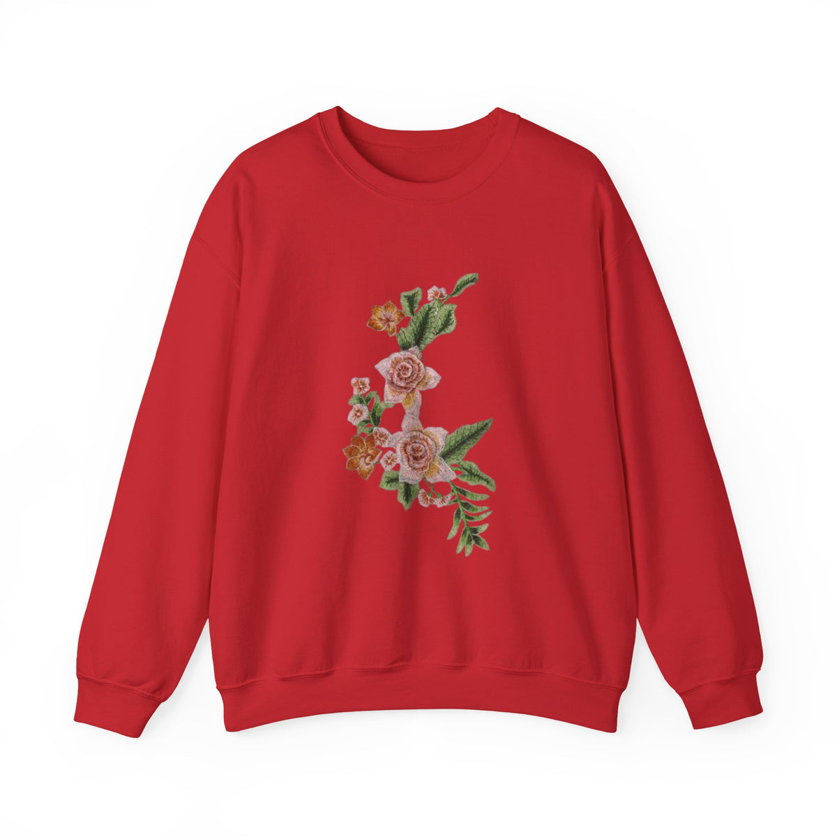 Sun & Rose Crewneck Sweatshirt — Vintage Sun Back Graphic with Floral Front