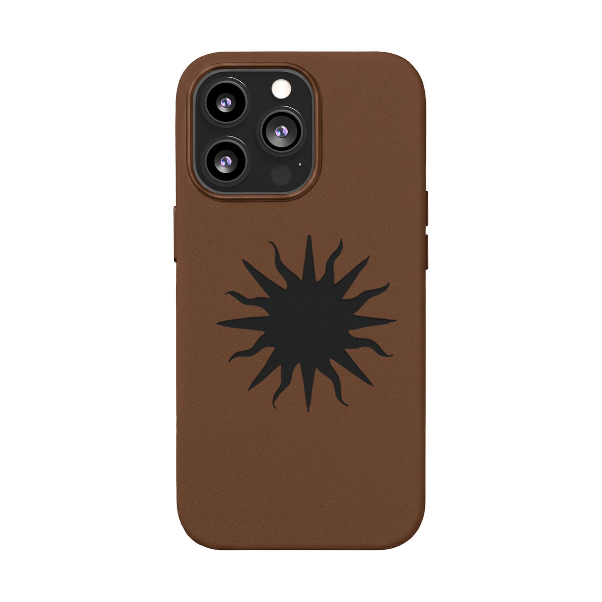 Embossed Sun PU Leather Phone Case – Sleek Engraved Protective Cover