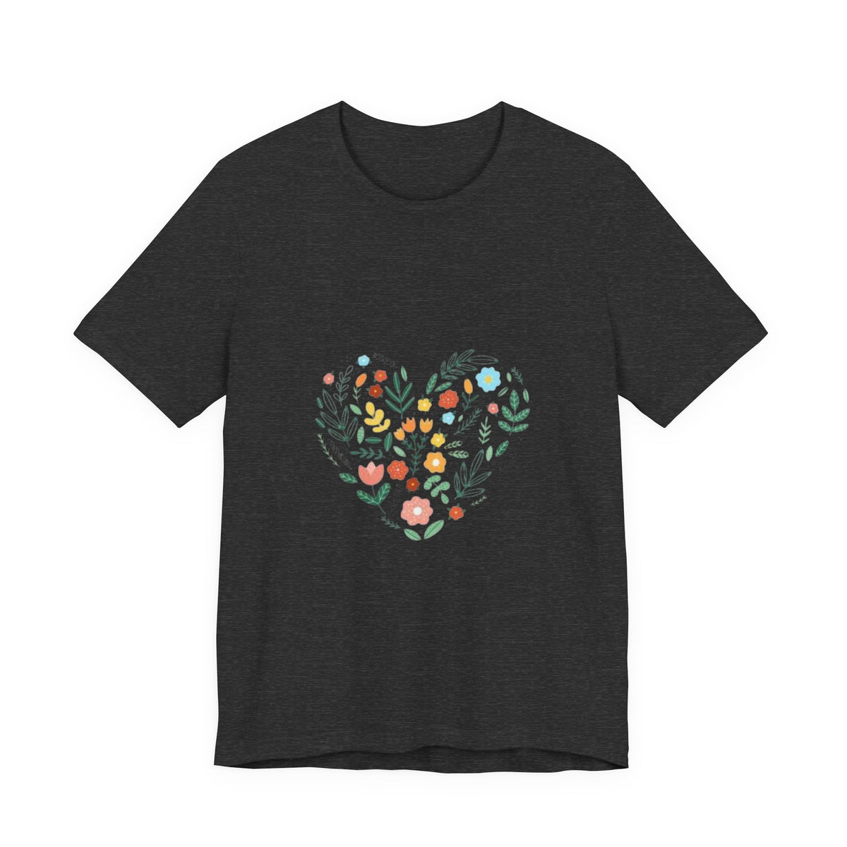 Floral Heart Tee — Colorful Botanical Heart Graphic T-Shirt