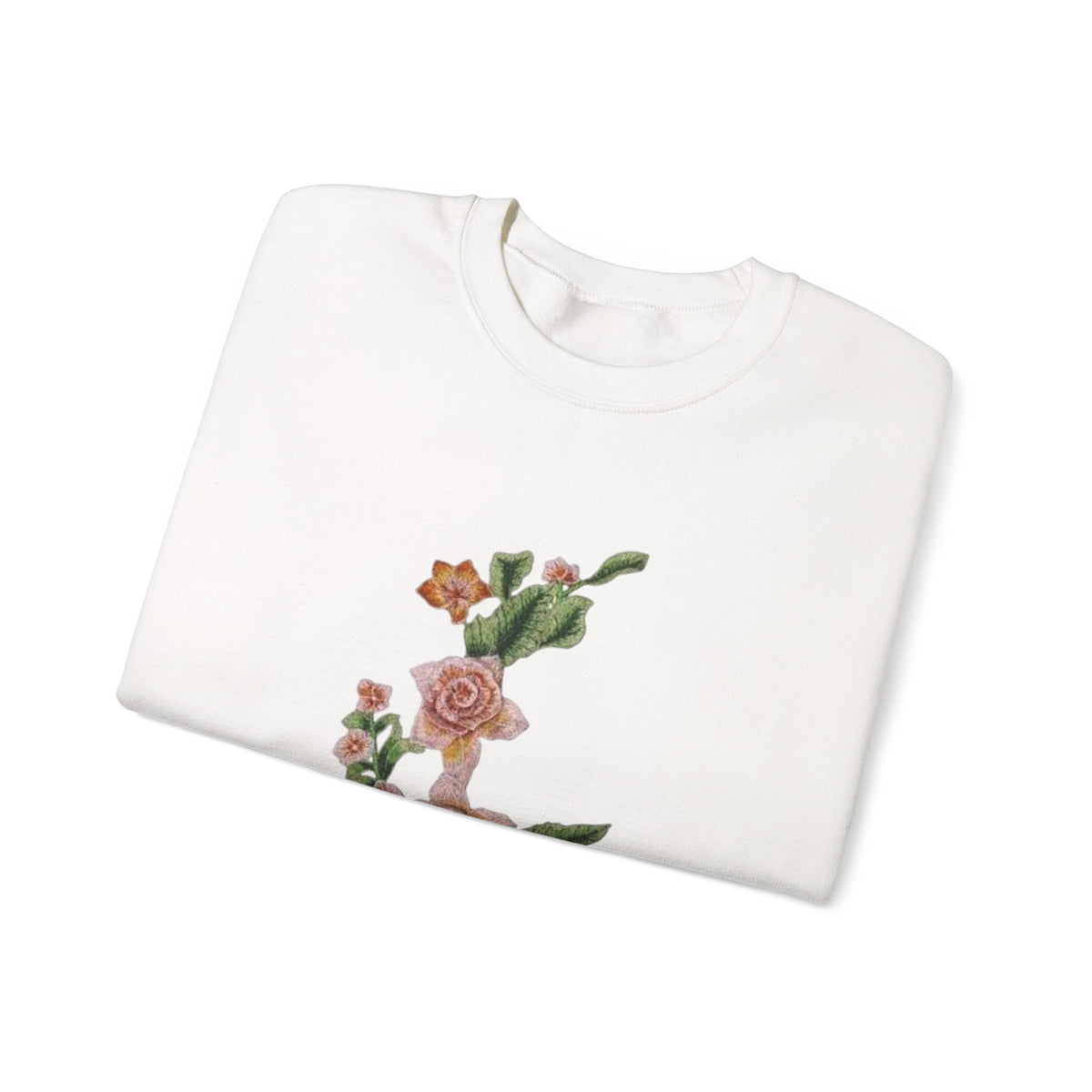 Sun & Rose Crewneck Sweatshirt — Vintage Sun Back Graphic with Floral Front