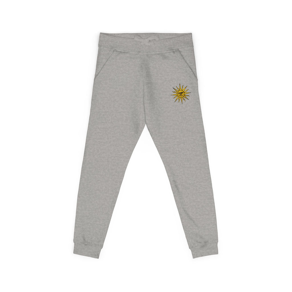Embroidered Compass Rose Fleece Sweatpants — Nautical Sunburst Joggers
