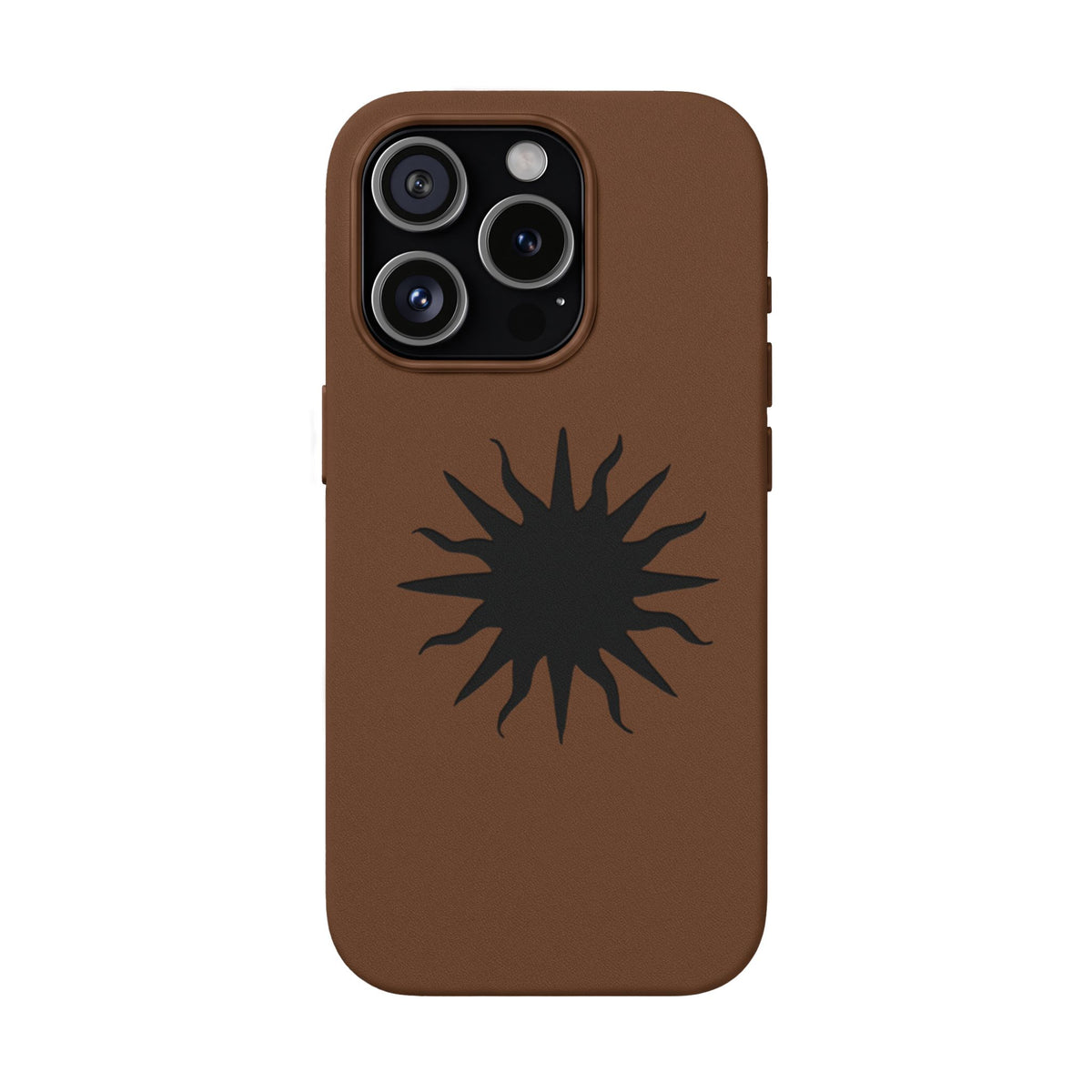 Embossed Sun PU Leather Phone Case – Sleek Engraved Protective Cover