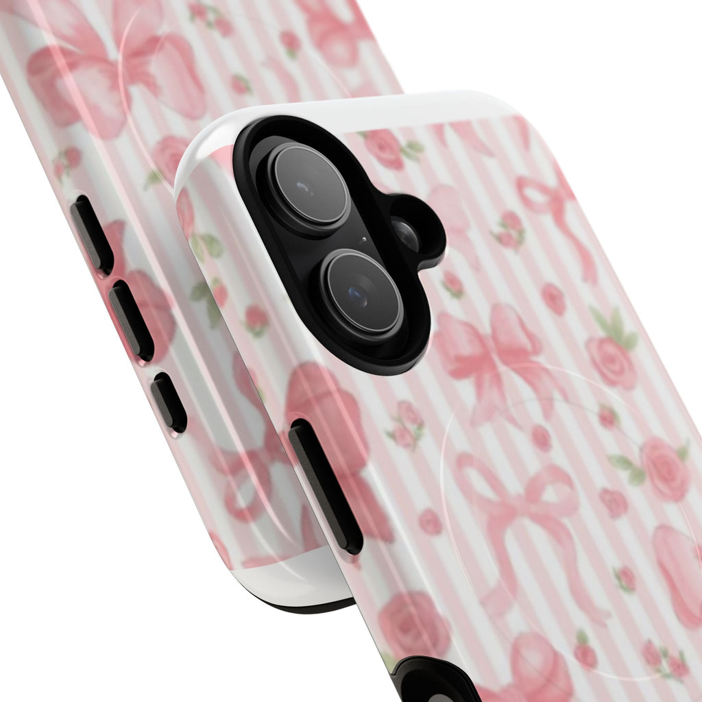 Phone Case — Pink Ribbon & Rose Pattern Magnetic Tough Case