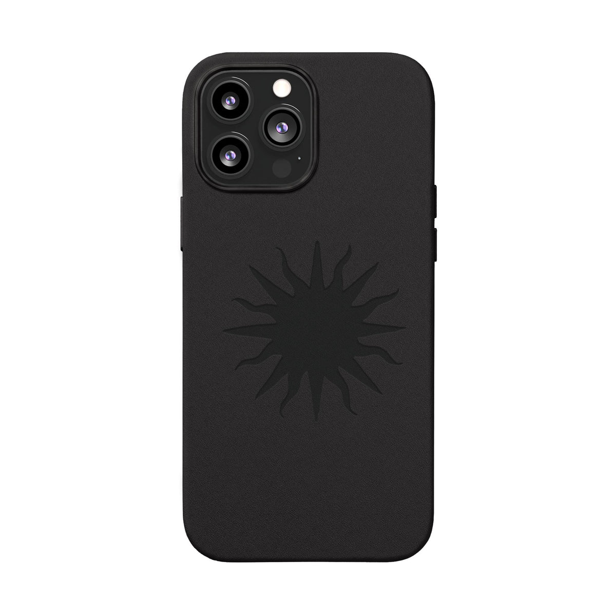 Embossed Sun PU Leather Phone Case – Sleek Engraved Protective Cover