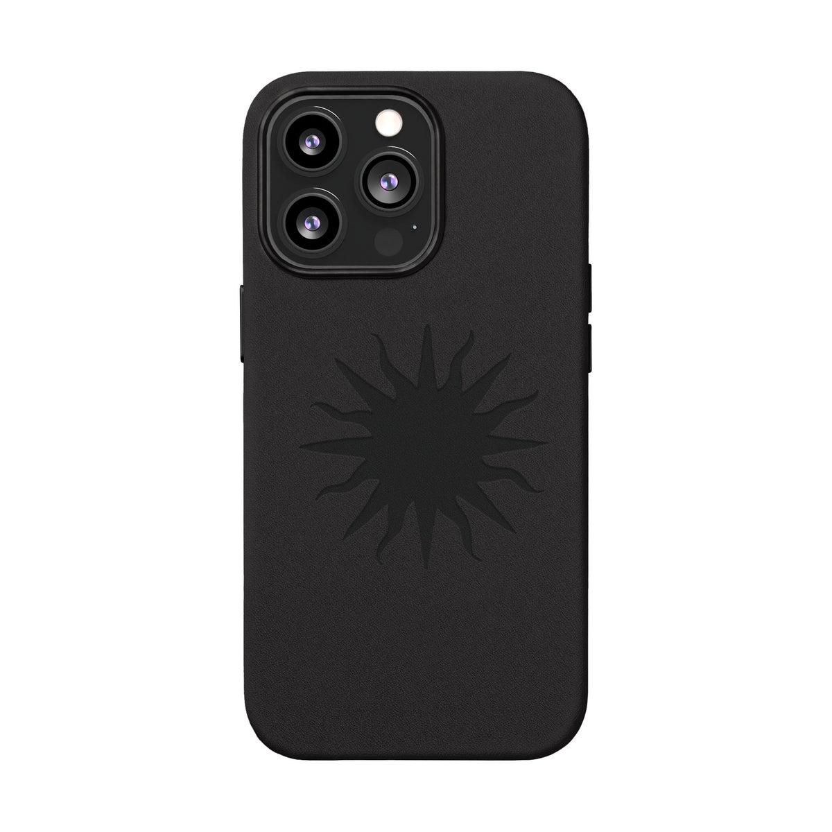 Embossed Sun PU Leather Phone Case – Sleek Engraved Protective Cover
