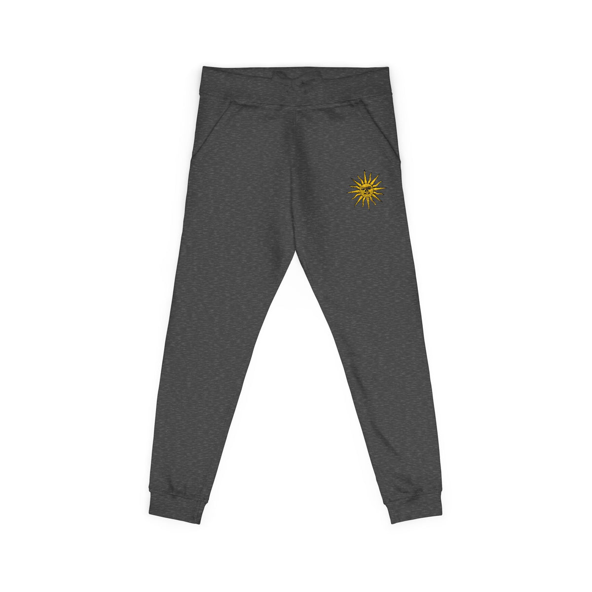 Embroidered Compass Rose Fleece Sweatpants — Nautical Sunburst Joggers