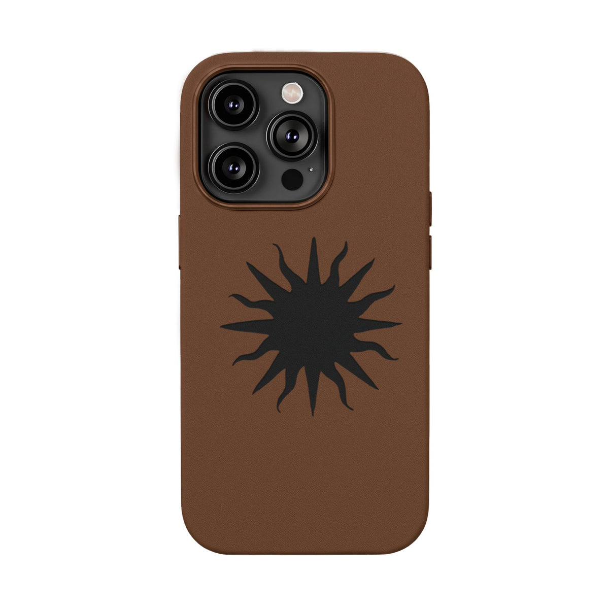 Embossed Sun PU Leather Phone Case – Sleek Engraved Protective Cover