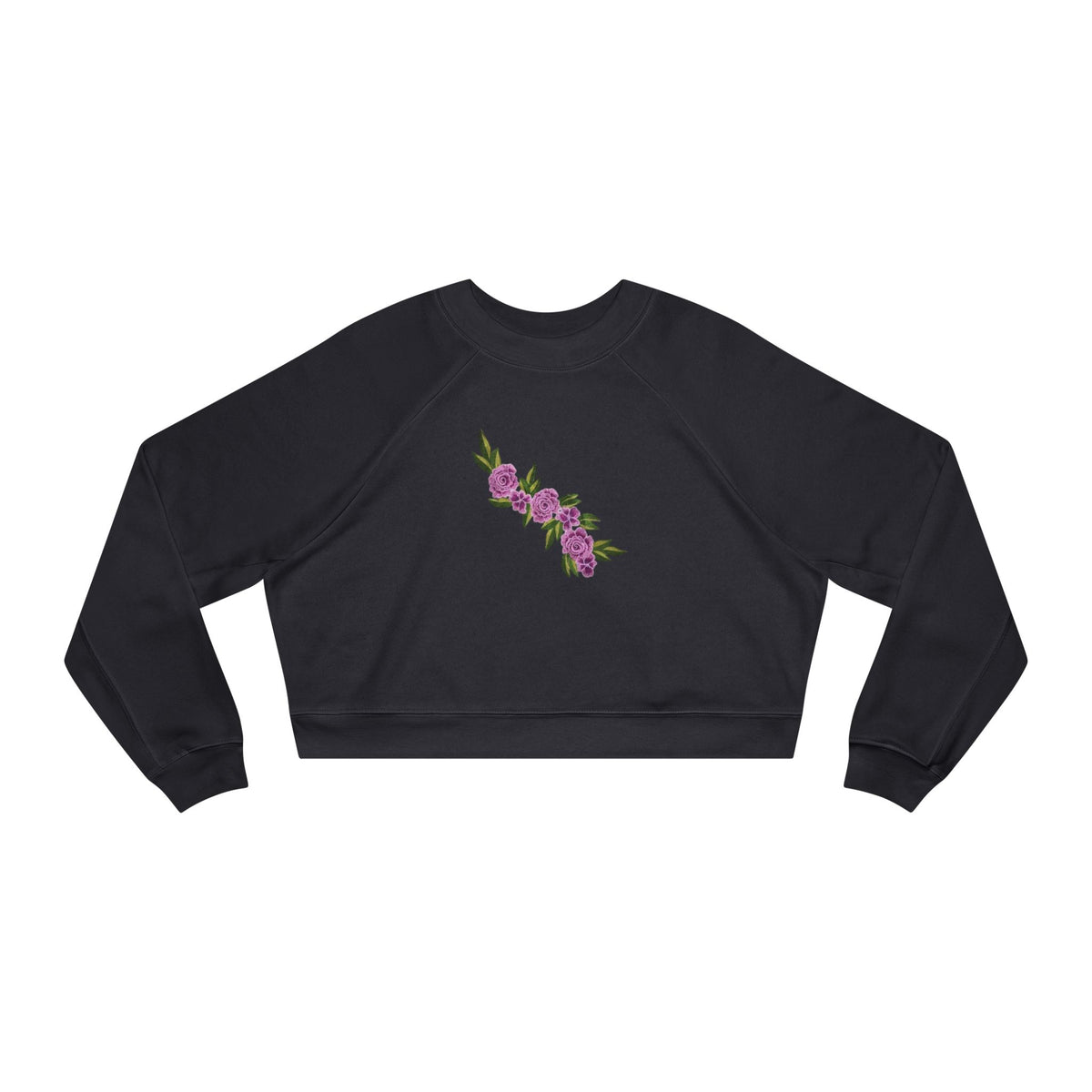 Floral Diagonal Rose Crop Sweatshirt
