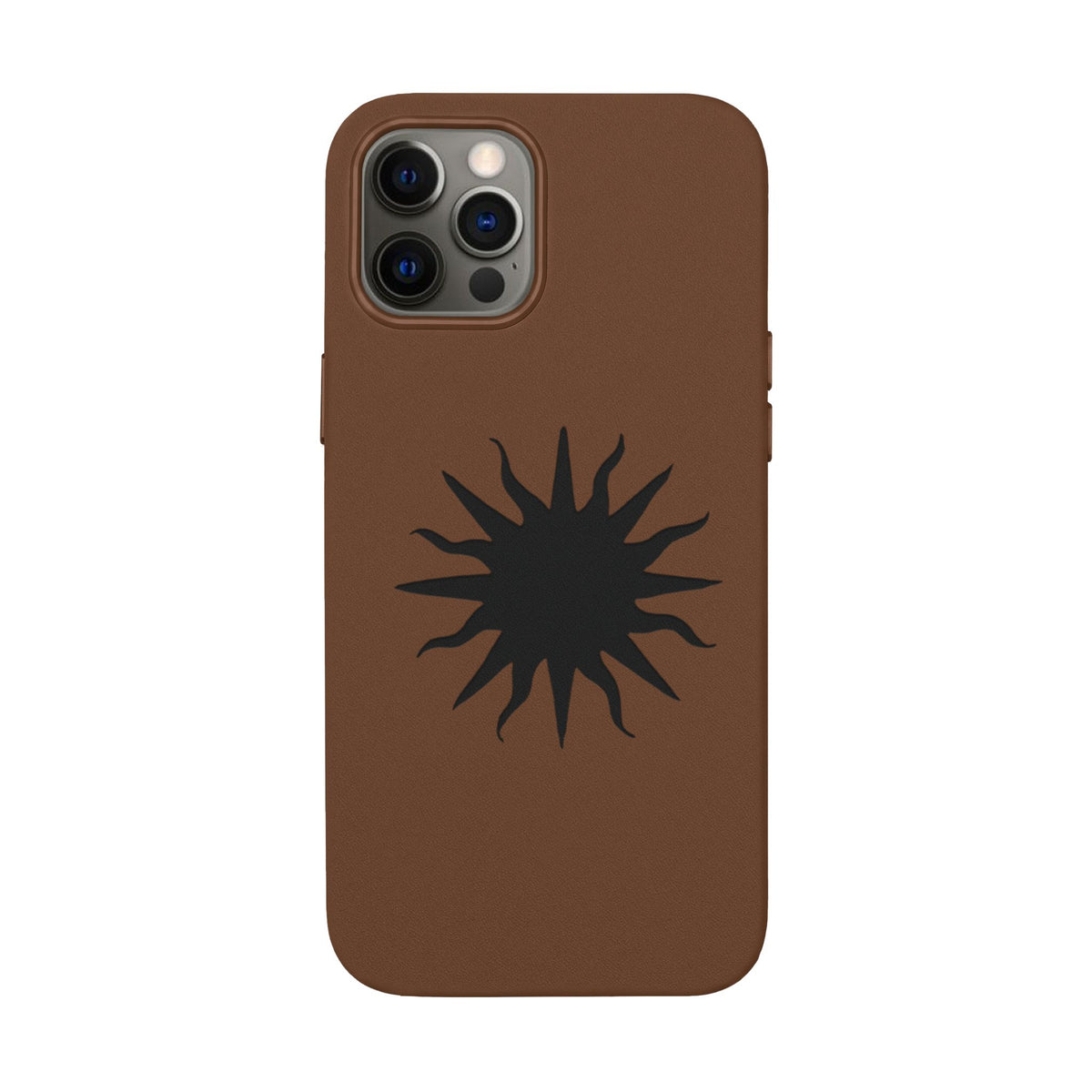 Embossed Sun PU Leather Phone Case – Sleek Engraved Protective Cover