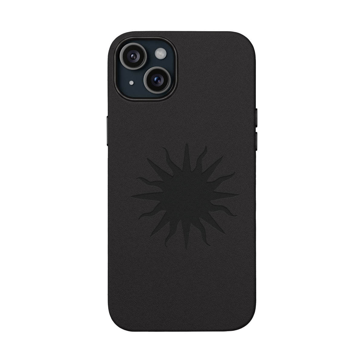 Embossed Sun PU Leather Phone Case – Sleek Engraved Protective Cover