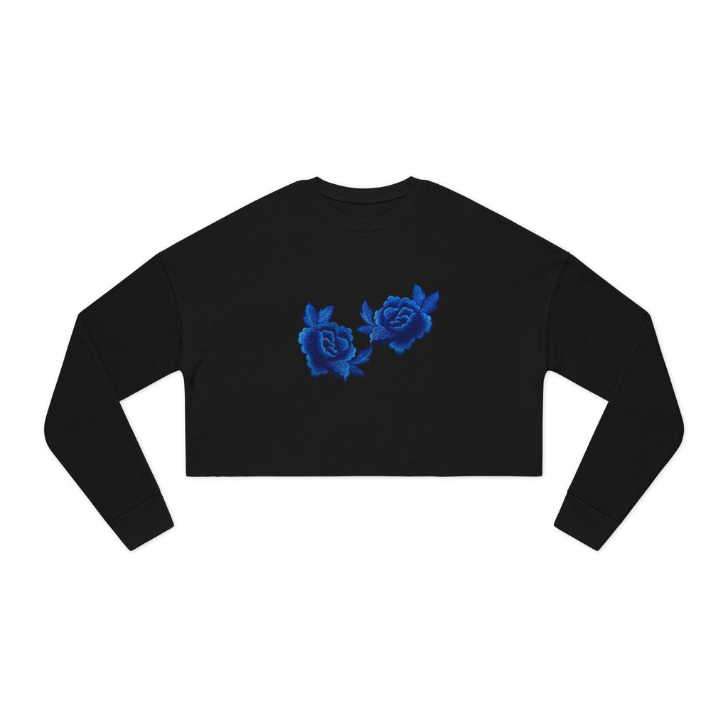 Cropped Sweatshirt — Blue Rose Floral Crop Top